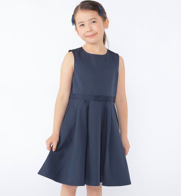SHIPS KIDS「SHIPS KIDS:110～130cm /セレモニー ノースリーブワンピース」|ワンピース|ネイビー