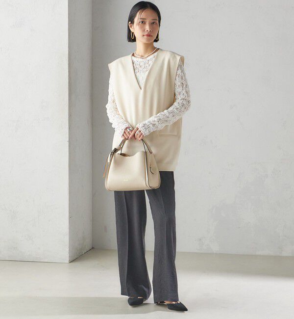 SHIPS for women「〈接触冷感/吸水速乾〉アセテート ワッシャー ウエスト デザイン パンツ」|スラックス|