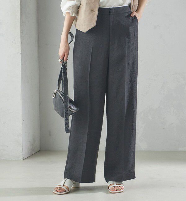 SHIPS for women「〈接触冷感/吸水速乾〉アセテート ワッシャー ウエスト デザイン パンツ」|スラックス|