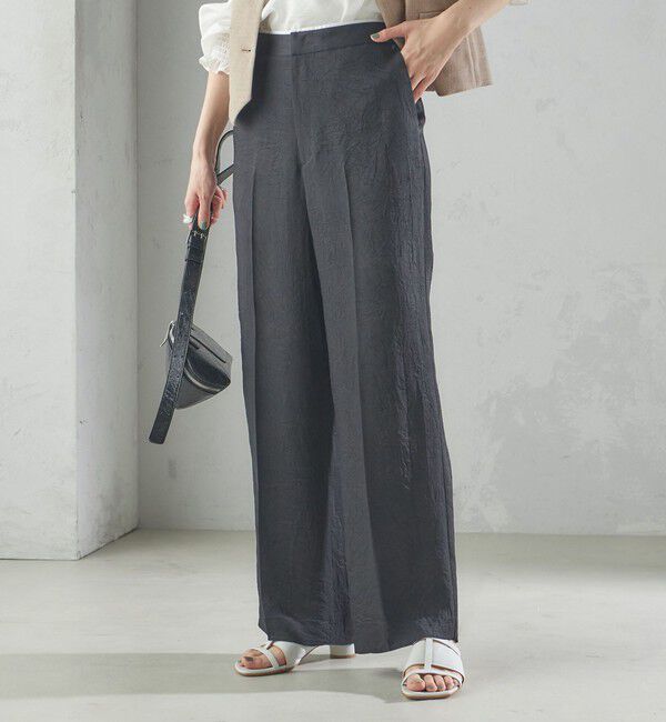 SHIPS for women「〈接触冷感/吸水速乾〉アセテート ワッシャー ウエスト デザイン パンツ」|スラックス|