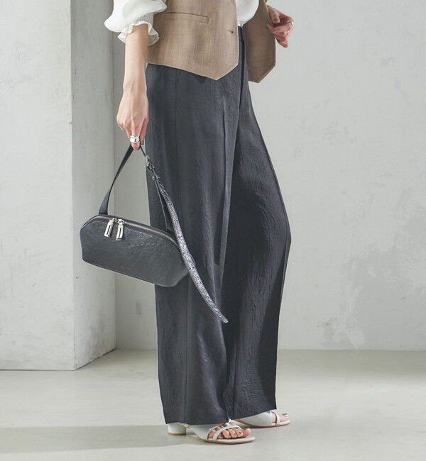 SHIPS for women「〈接触冷感/吸水速乾〉アセテート ワッシャー ウエスト デザイン パンツ」|スラックス|