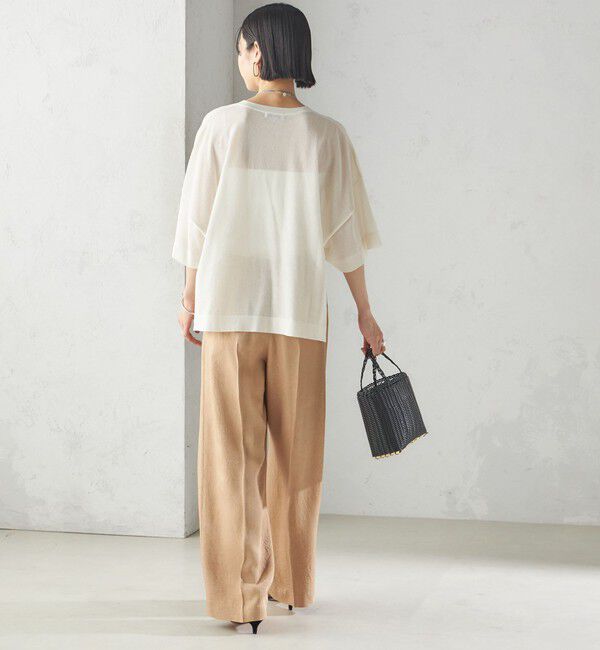 SHIPS for women「〈接触冷感/吸水速乾〉アセテート ワッシャー ウエスト デザイン パンツ」|スラックス|