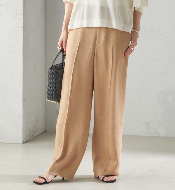 SHIPS for women「〈接触冷感/吸水速乾〉アセテート ワッシャー ウエスト デザイン パンツ」|スラックス|