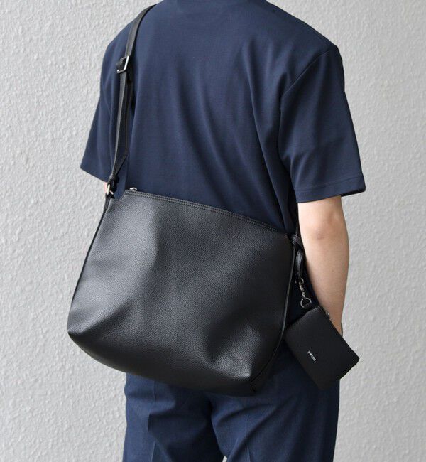 SHIPS any「SHIPS any: スプリット レザー ジップ ショルダーバッグ (カードケース付き) 25AW◇」|ショルダー・メッセンジャー|ブラック