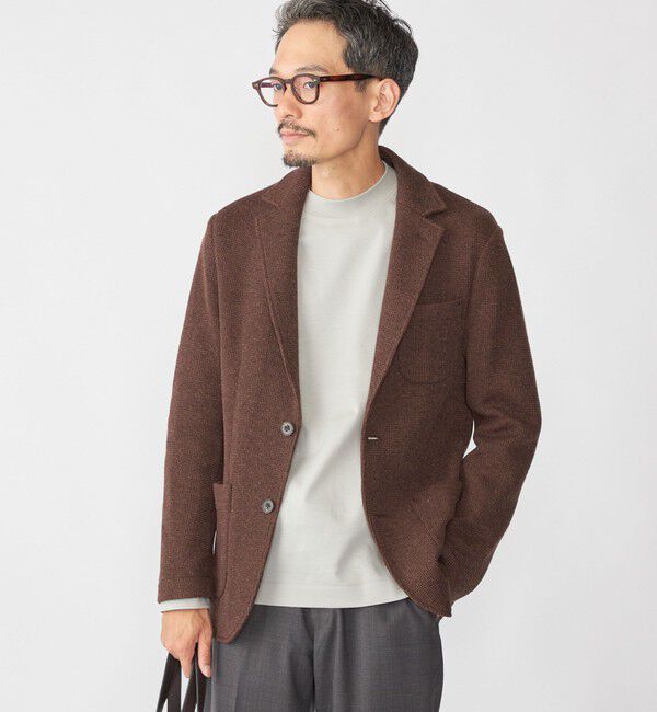 SHIPS「SHIPS: TEXBRID(R) コットン ジャカード 2ボタン ジャケット」|テーラードジャケット|ブラウン