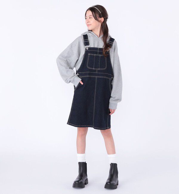 SHIPS KIDS「SHIPS KIDS:140～150cm /デニム オーバーオール スカート」|ジャンパースカート|