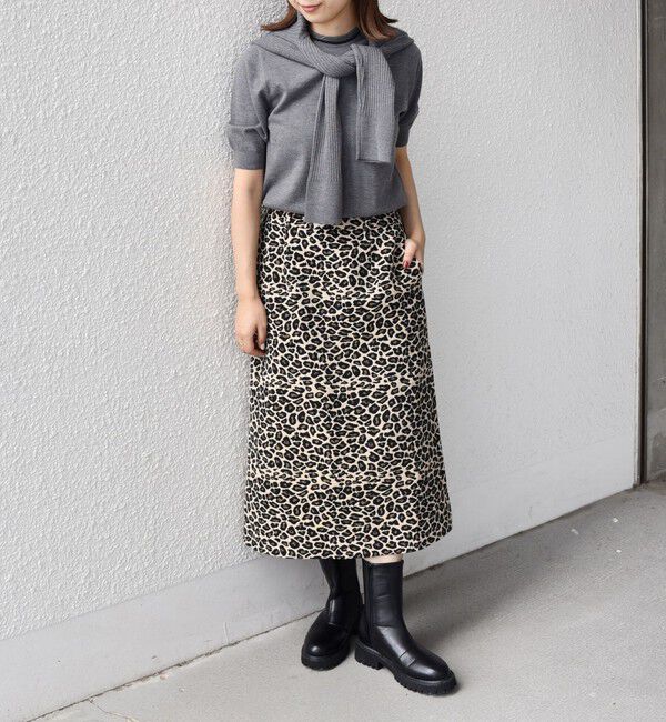 SHIPS Colors 「SHIPS Colors:〈手洗い可能〉レオパード ジャカード スカート」|台形|