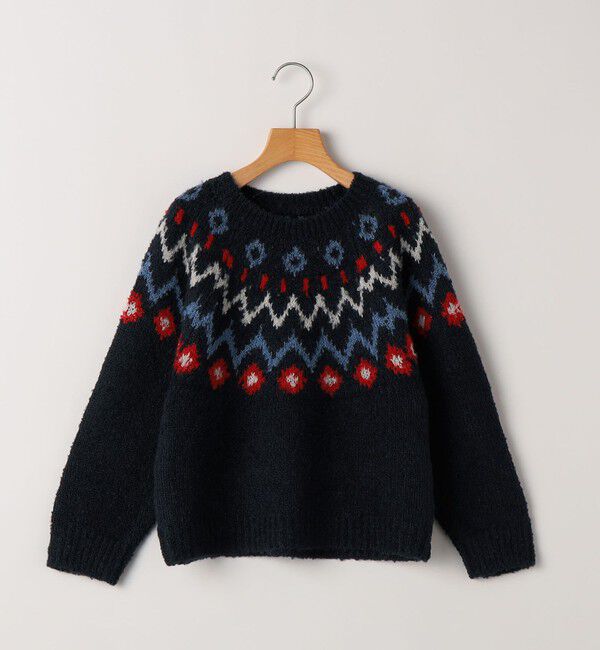 SHIPS KIDS「SHIPS KIDS:140～160cm /〈洗濯機可能〉フェアアイル柄 ニット」|ニット・セーター|ネイビー