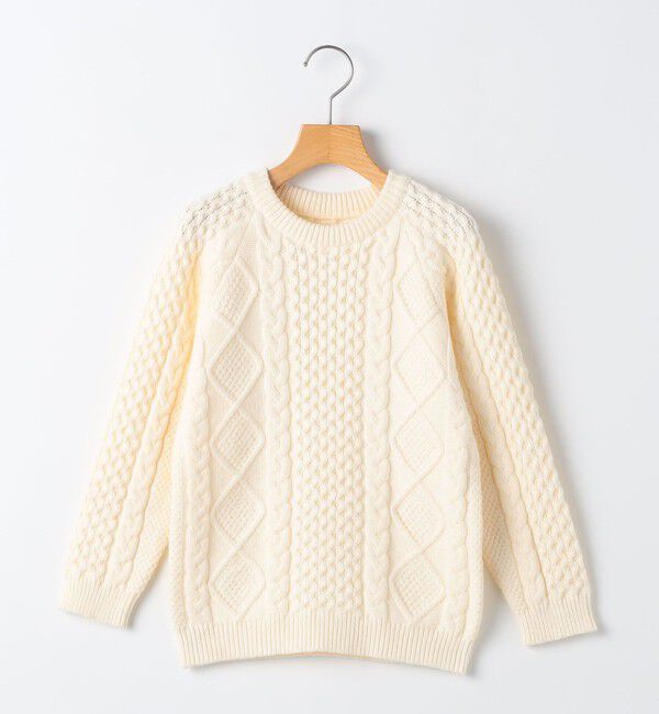 SHIPS KIDS「SHIPS KIDS:140～160cm /〈洗濯機可能〉ケーブル ニット」|ニット・セーター|オフホワイト