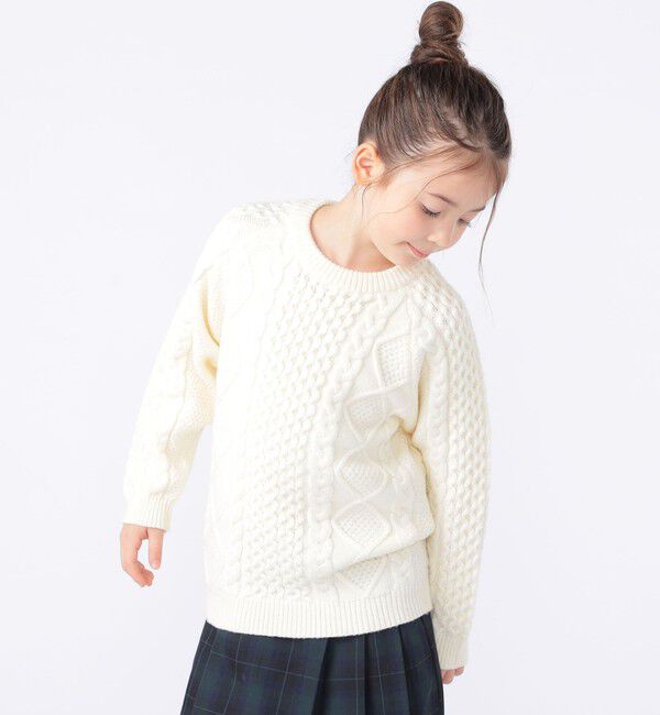 SHIPS KIDS「SHIPS KIDS:100～130cm /〈洗濯機可能〉ケーブル ニット」|ニット・セーター|