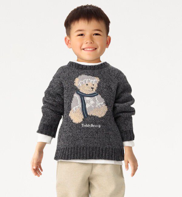 SHIPS Colors 「SHIPS Colors:100～140cm /〈洗濯機可能〉TeddyBear(R) ジャカード モール ニット◇」|ニット・セーター|ダークグレー