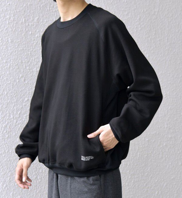 SHIPS any「【SHIPS any別注】HINSON: 裏起毛 フリース ワンポイント ラグラン スウェット◇」|スウェット・ジャージ|ブラック
