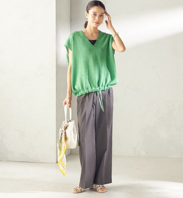 SHIPS for women「〈UVカット・吸水速乾・手洗い可能〉綿麻混 オックス 2タック ストレート パンツ」|その他|