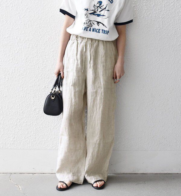SHIPS any「《予約》SHIPS any:〈洗濯機可能〉リネン イージー ベイカー パンツ」|その他|ベージュ