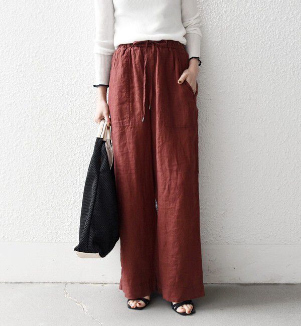 SHIPS any「《予約》SHIPS any:〈洗濯機可能〉リネン イージー ベイカー パンツ」|その他|ブラウン