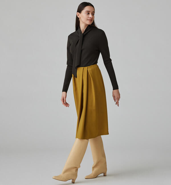 Ballsey「ポリエステルウールツイル アシンメトリータックスカート」|フレア|