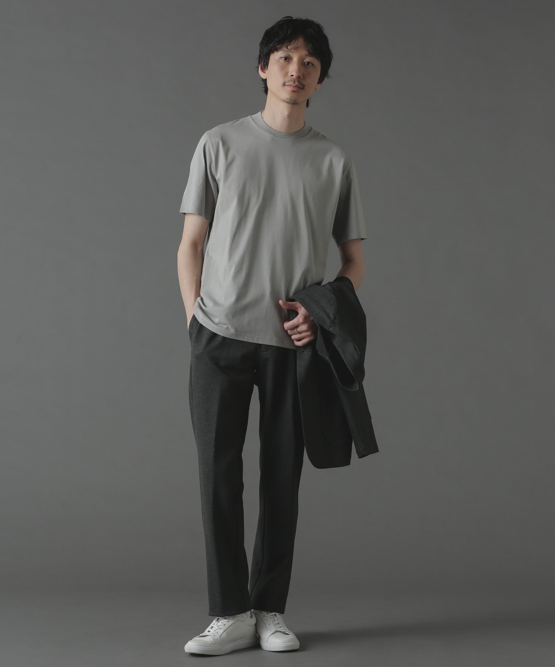 nano･universe「ジャケT(R) クルーネック 半袖」|Tシャツ・カットソー|グレー