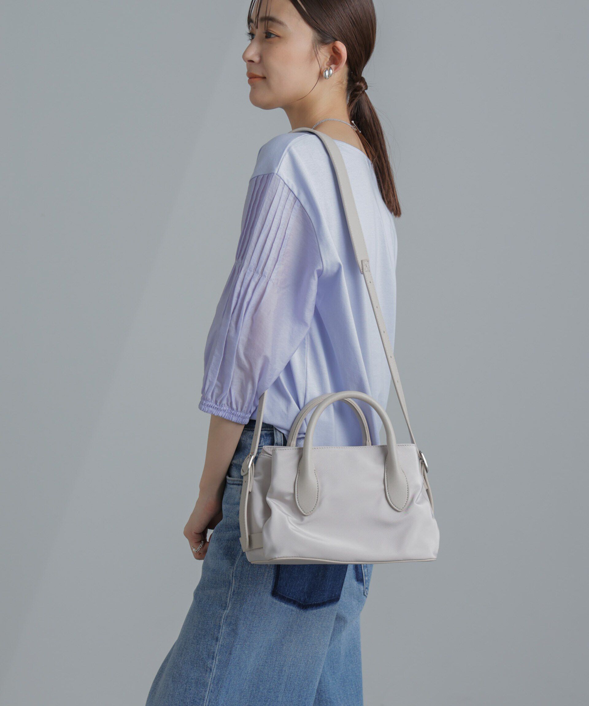 nano･universe「ナイロンコンビトートバッグ」|ショルダー・メッセンジャー|グレージュ3