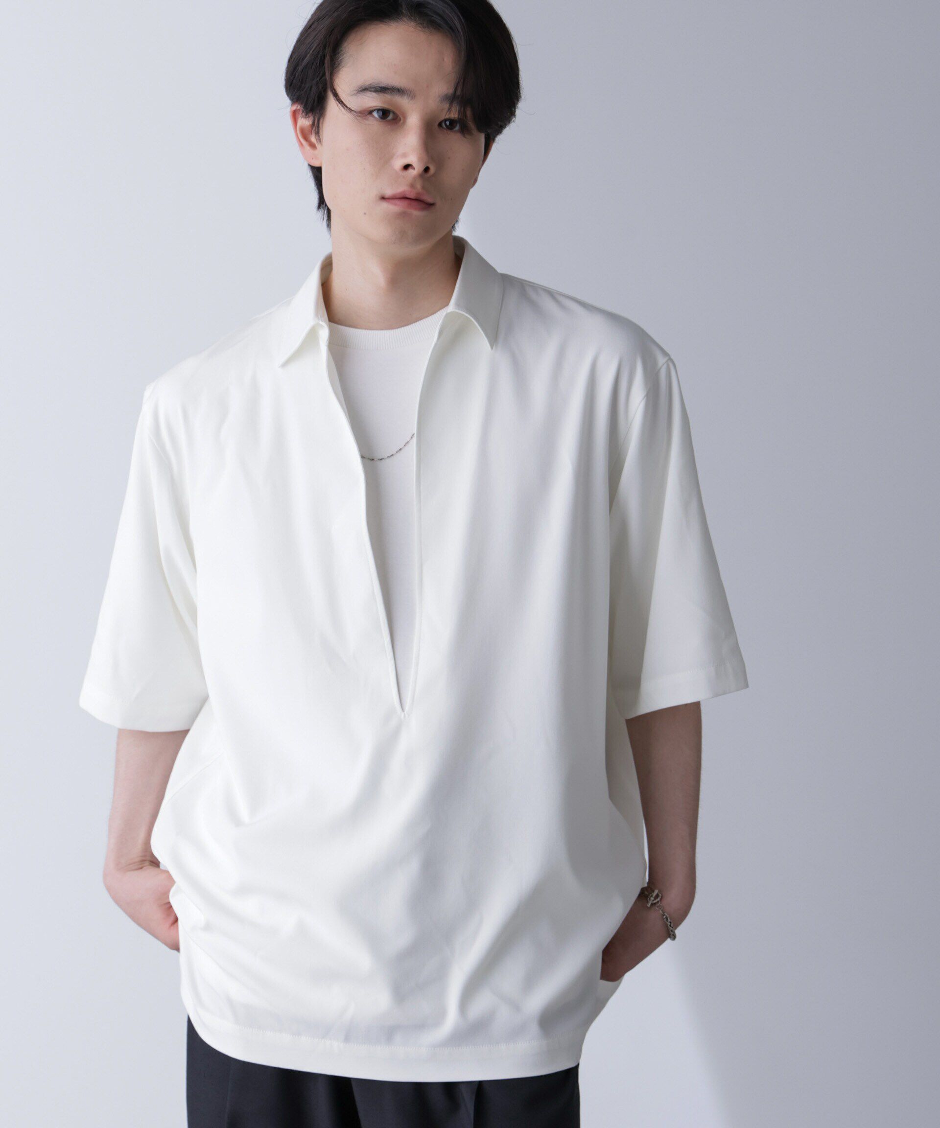 nano･universe「スキッパーPOシャツ 半袖」|シャツ・ブラウス|