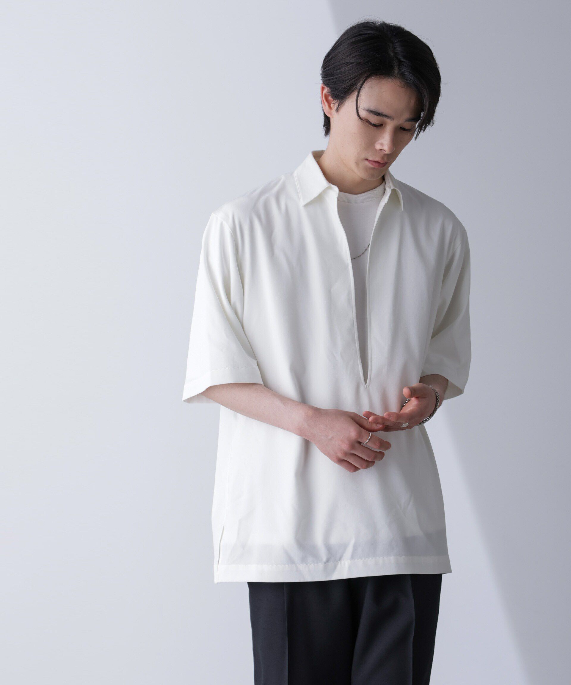 nano･universe「スキッパーPOシャツ 半袖」|シャツ・ブラウス|