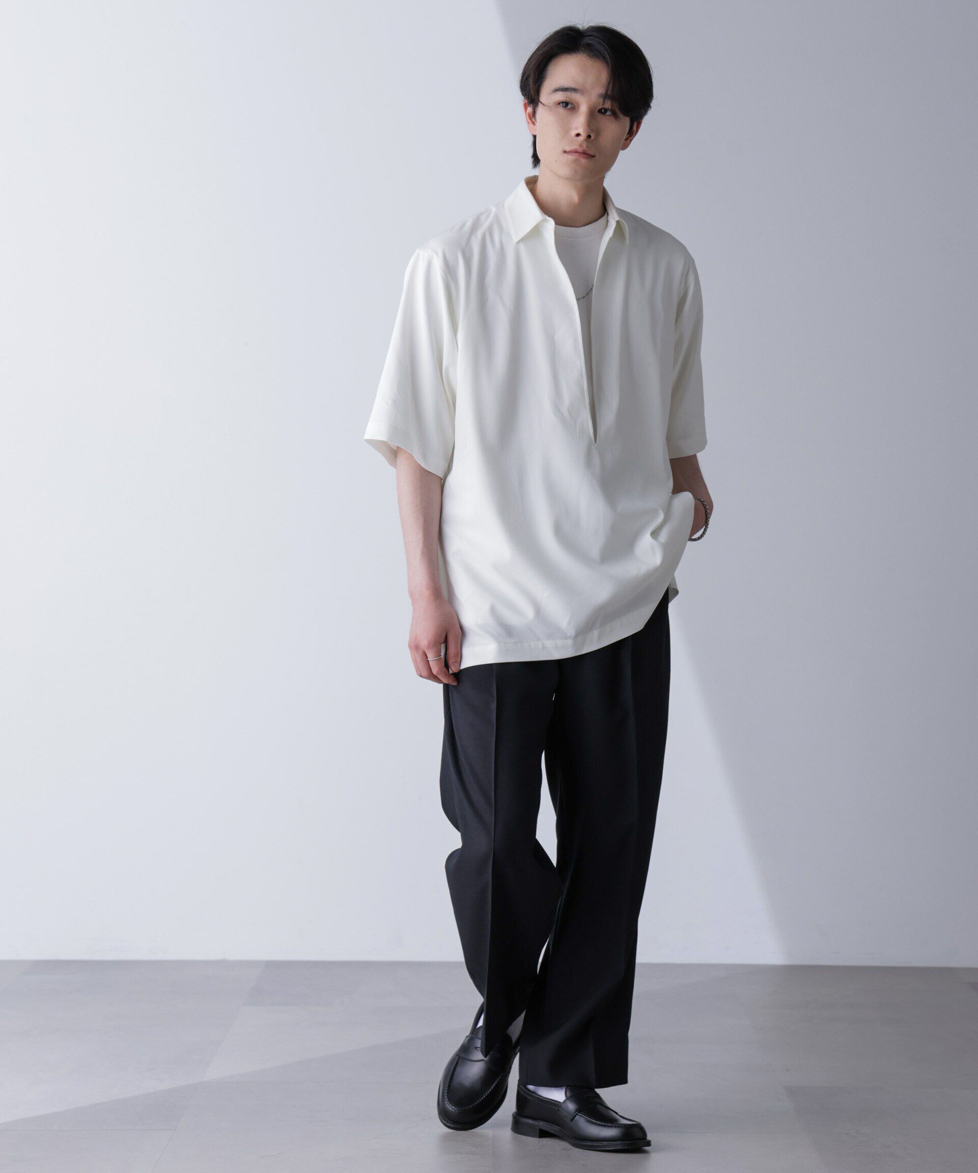 nano･universe「スキッパーPOシャツ 半袖」|シャツ・ブラウス|