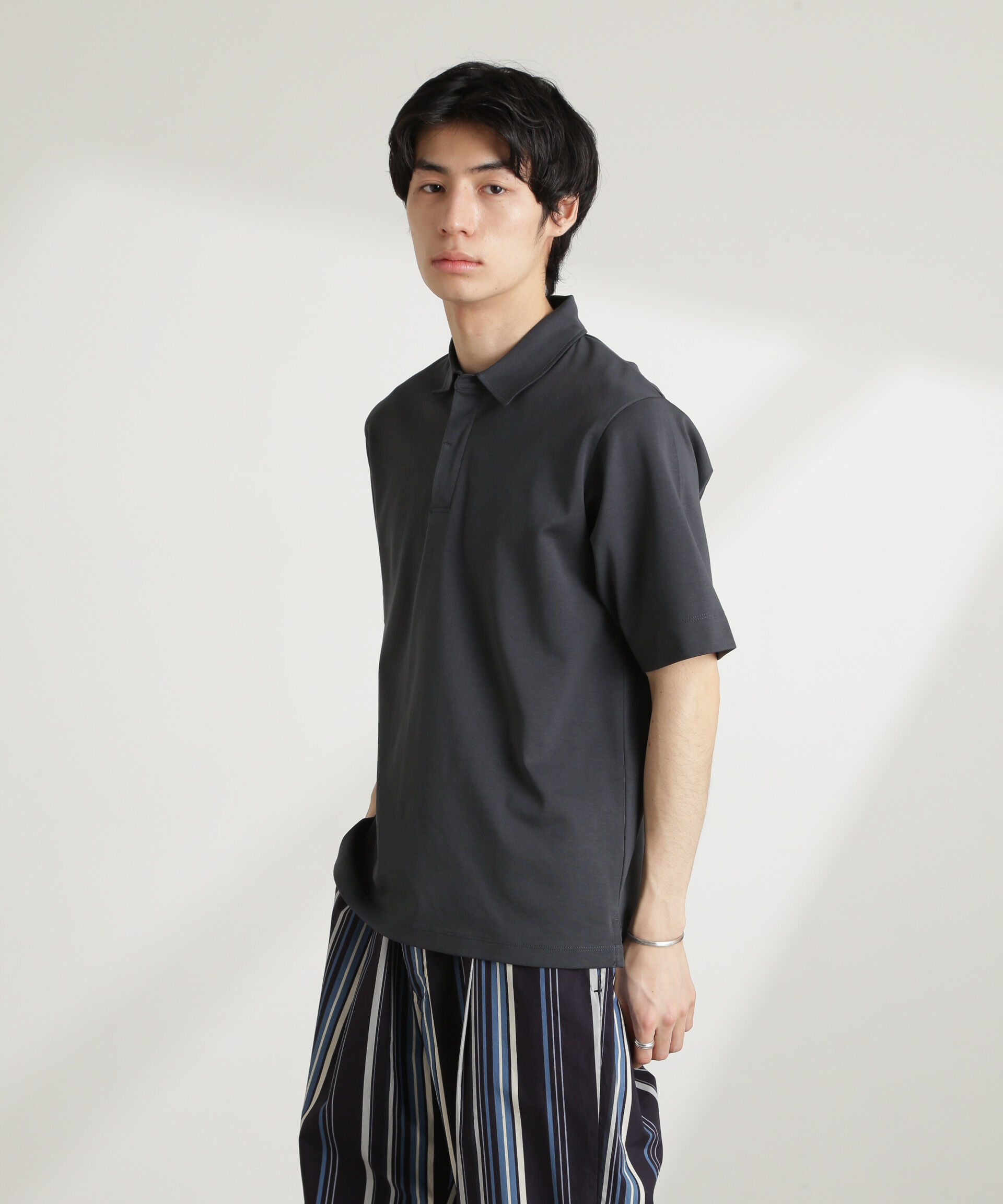 nano･universe「ダブルスムース比翼ポロ」|Tシャツ・カットソー|D.グレー2