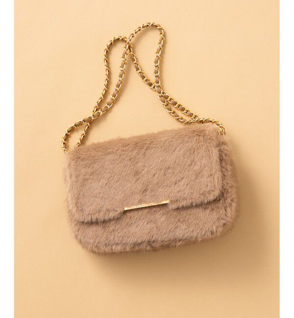 23区「フェイクファー ショルダーバッグ」|ショルダー・メッセンジャー|ベージュ系
