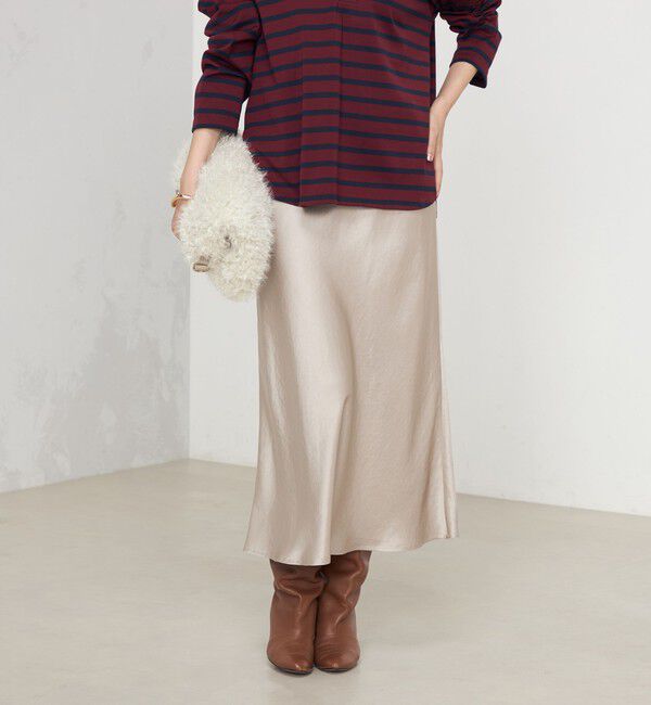 NOLLEY'S sophi「《オールシーズン対応》ウォッシャブルブライトサテンナロースカート」|スカート|