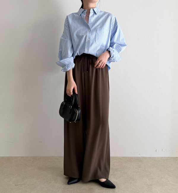 fredy emue「【4サイズ展開/リピーター続出！】とろみツイルストレートイージーパンツ」|チノ|