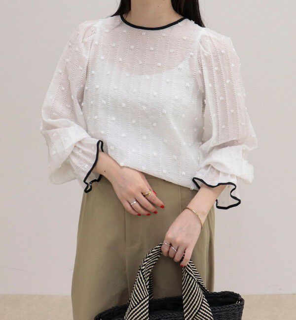 fredy emue「【大人気シリーズの最新作】バック釦配色ギャザーブラウス」|シャツ・ブラウス|