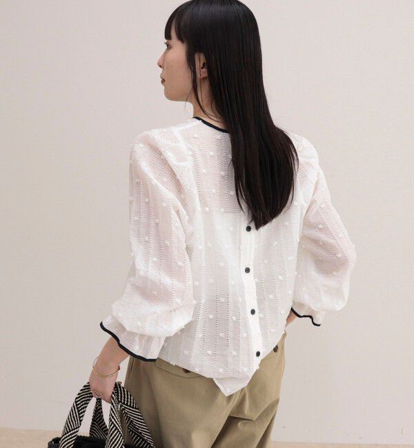 fredy emue「【大人気シリーズの最新作】バック釦配色ギャザーブラウス」|シャツ・ブラウス|