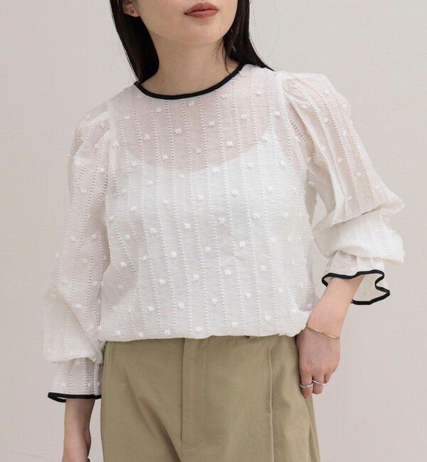 fredy emue「【大人気シリーズの最新作】バック釦配色ギャザーブラウス」|シャツ・ブラウス|