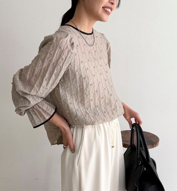 fredy emue「【大人気シリーズの最新作】バック釦配色ギャザーブラウス」|シャツ・ブラウス|
