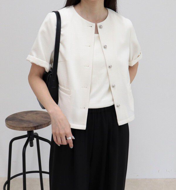 fredy emue「【@sora_522m企画】ノーカラーハーフスリーブジャケット」|ノーカラージャケット|