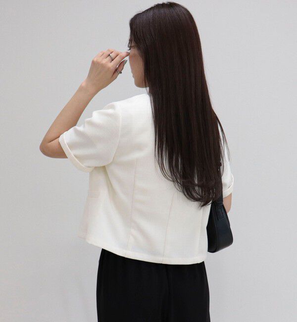 fredy emue「【@sora_522m企画】ノーカラーハーフスリーブジャケット」|ノーカラージャケット|