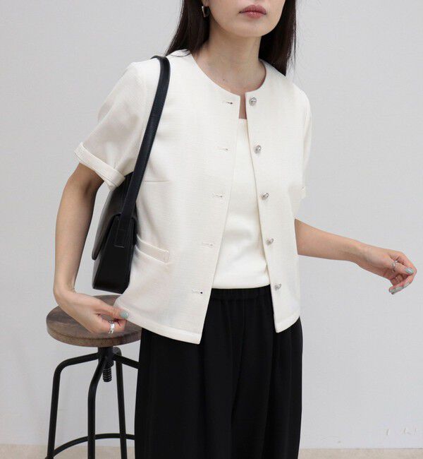 fredy emue「【@sora_522m企画】ノーカラーハーフスリーブジャケット」|ノーカラージャケット|