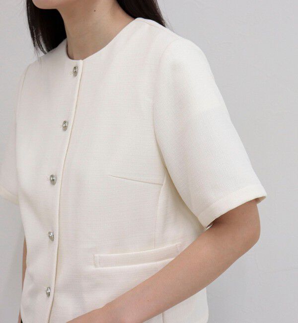 fredy emue「【@sora_522m企画】ノーカラーハーフスリーブジャケット」|ノーカラージャケット|
