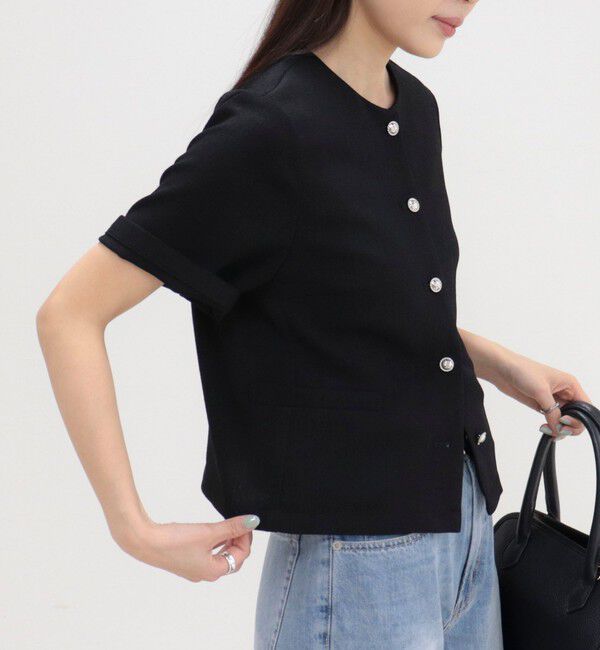 fredy emue「【@sora_522m企画】ノーカラーハーフスリーブジャケット」|ノーカラージャケット|