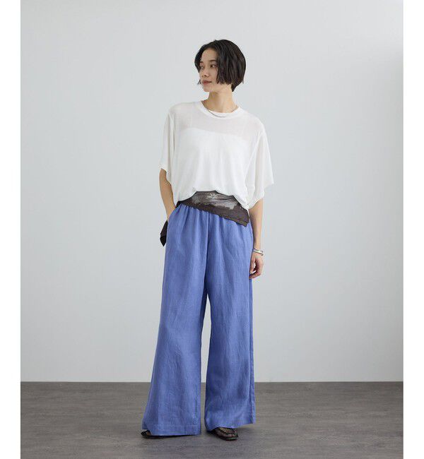 SALON adam et rope'「【WEB限定】ヨーロピアンリネンリラクシーワイドパンツ」|チノ|