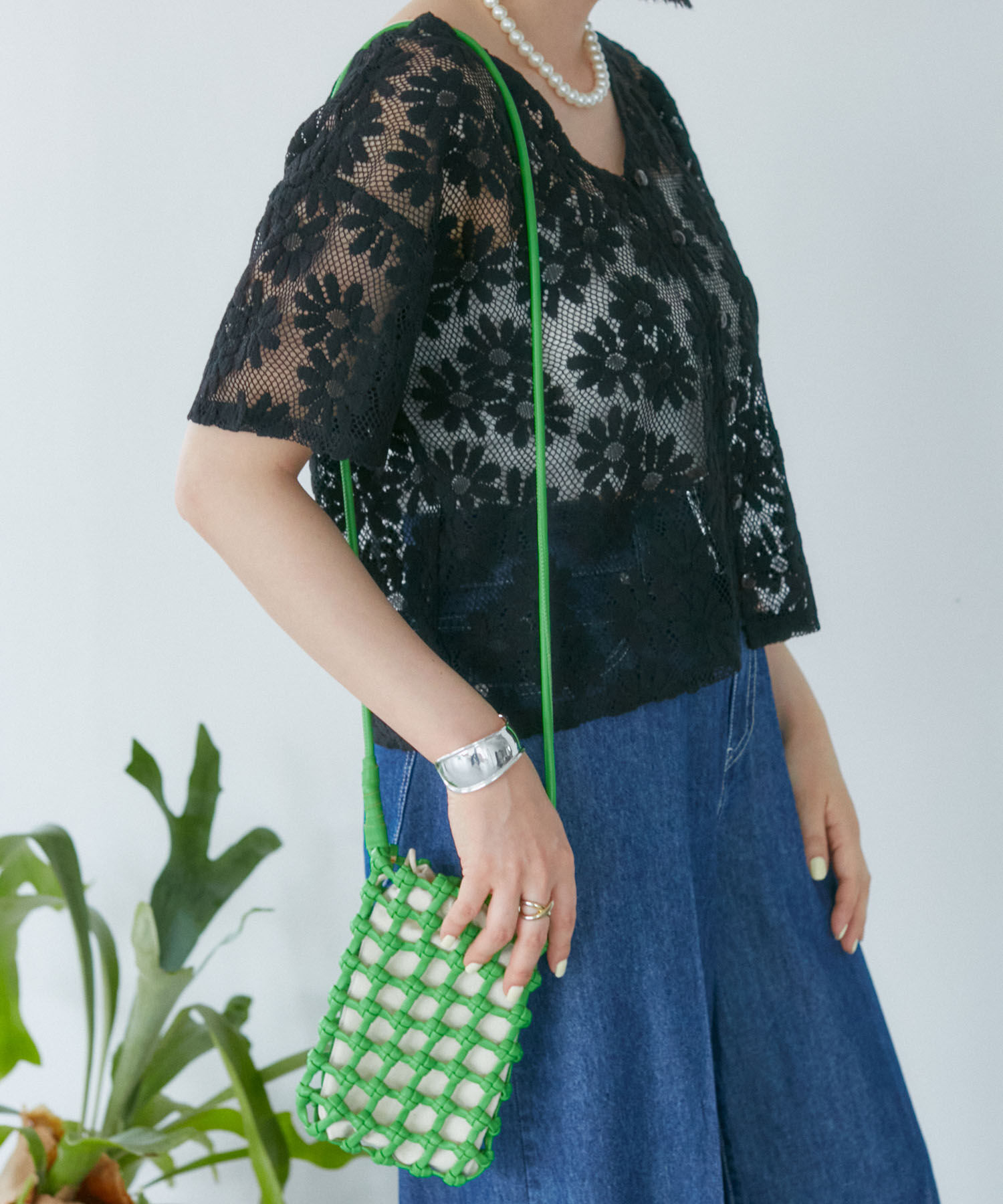 VIS「巾着付きメッシュミニショルダーバッグ」|ショルダー・メッセンジャー|グリーン(30)