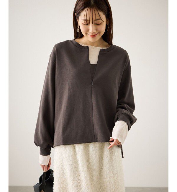 Rope&rsquo;Picnic「スキッパー裏毛プルオーバー」|スウェット・ジャージ|ブラウン系(22)