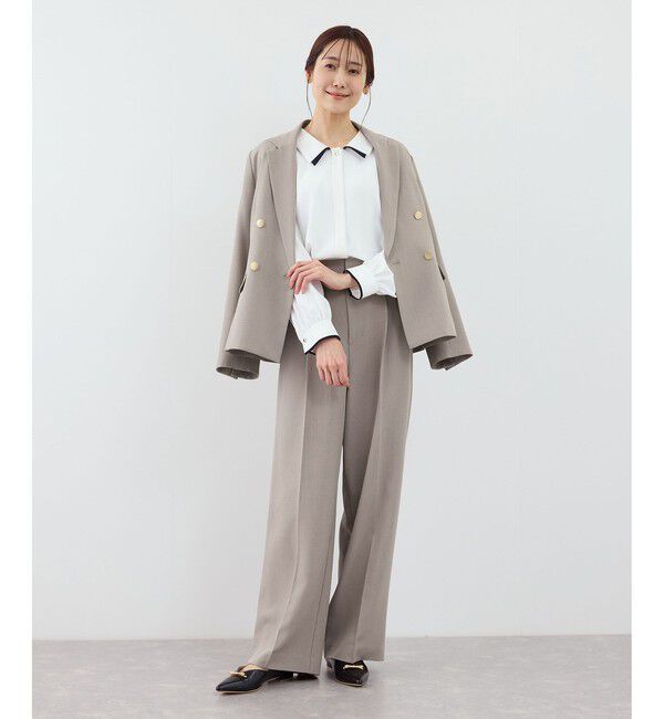 Rope&rsquo;Picnic「【WEB限定・丈長め】クリアツイルサイドベルトワイドパンツ/入卒式・セレモニー・セットアップ対応」|チノ|