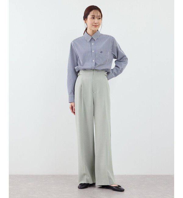 Rope&rsquo;Picnic「【WEB限定・丈長め】クリアツイルサイドベルトワイドパンツ/入卒式・セレモニー・セットアップ対応」|チノ|
