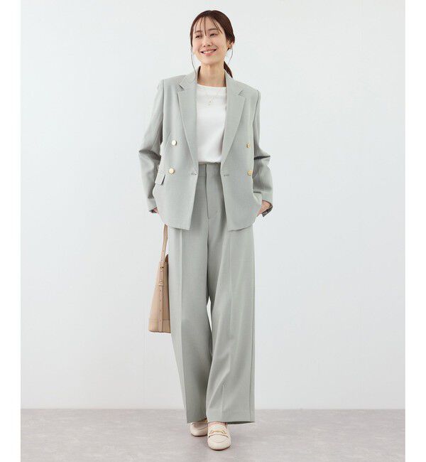 Rope&rsquo;Picnic「【WEB限定・丈長め】クリアツイルサイドベルトワイドパンツ/入卒式・セレモニー・セットアップ対応」|チノ|