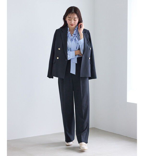 Rope&rsquo;Picnic「【WEB限定・丈長め】クリアツイルサイドベルトワイドパンツ/入卒式・セレモニー・セットアップ対応」|チノ|