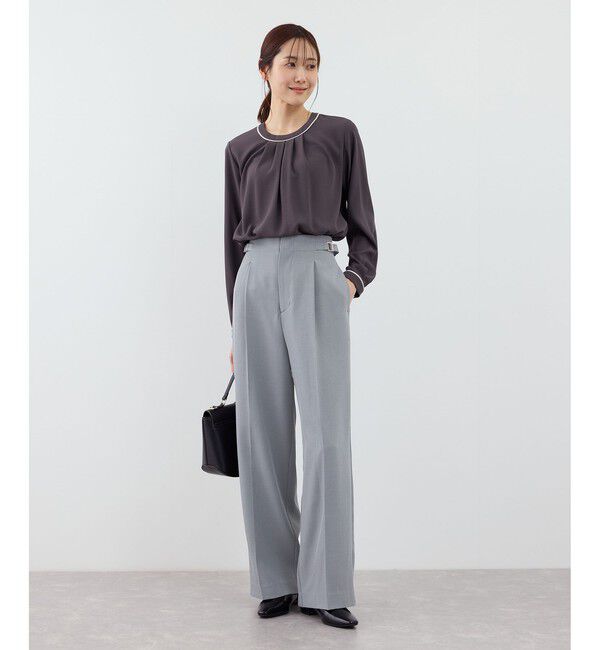 Rope&rsquo;Picnic「【WEB限定・丈長め】クリアツイルサイドベルトワイドパンツ/入卒式・セレモニー・セットアップ対応」|チノ|