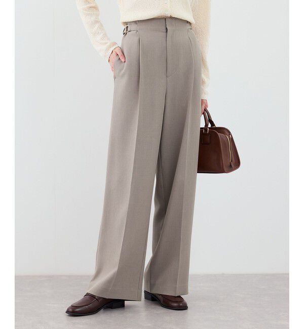 Rope&rsquo;Picnic「【WEB限定・丈長め】クリアツイルサイドベルトワイドパンツ/入卒式・セレモニー・セットアップ対応」|チノ|