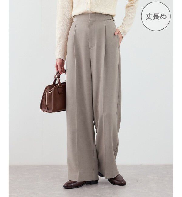 Rope&rsquo;Picnic「【WEB限定・丈長め】クリアツイルサイドベルトワイドパンツ/入卒式・セレモニー・セットアップ対応」|チノ|ベージュ系(29)