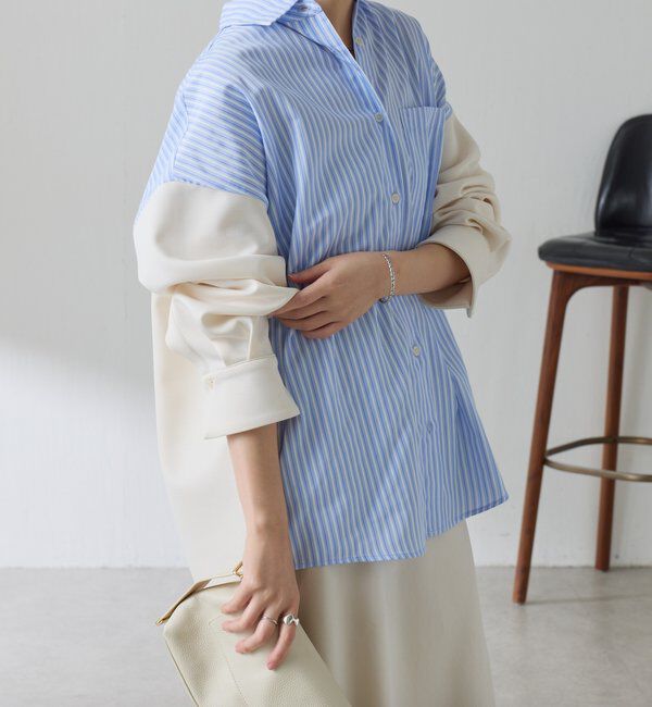  「【冬から着れる】ポンチドッキングシャツ」|シャツ・ブラウス|