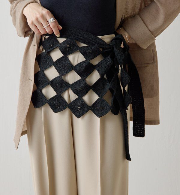  「【PAPILLONNER/パピヨネ】クロシェラップスカーフ」|その他|ブラック